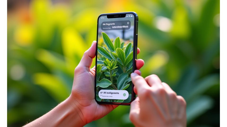 スマートフォンアプリでのAI植物診断デモ